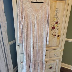 Wonderly pink gauze tiered maxi dress